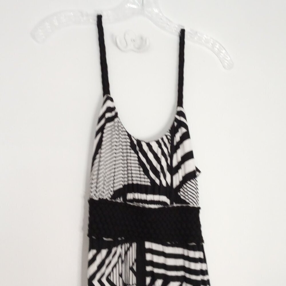 Banana Republic Black & White Abstract Stripe Braided Maxi Dress - Picture 3 of 11
